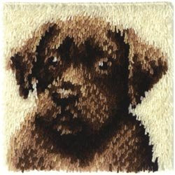 Caron Wonderart 2Pack Latch Hook Kit 12 inch x 12 inch Chocolate Dog 426173C