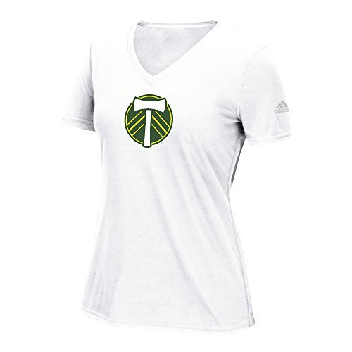 MLS Portland Timbers Womens Phase Hat Hook Ultimate Short Sleeve V Tee Large White