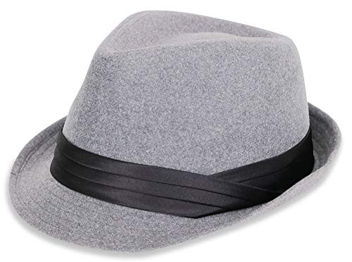 Simplicity Men Manhattan Derby Fedora Hat Gangster Fedora Hats Light Grey