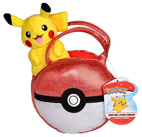 Pokemon Pikachu Pokeball Purse Accessory  With Cute Miniature Pikachu Plush Toy Figure