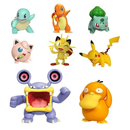 Pokemon Battle Action Figure Multi 8 Pack  Comes with 2 Bulbasaur 2 Squirtle 2 Charmander 2 Pikachu 2 Houndour 2 Jigglypuff 3 Haunter  3 Psyduck