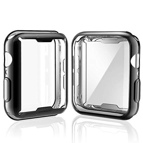 [2-Pack] Julk Case for Apple Watch Series 4 Screen Protector 44mm, 2018 New iWatch Overall Protective Case TPU HD Black Ultra-Thin Cover for Apple Watch Series 4 (1 Black+1 Transparent)
