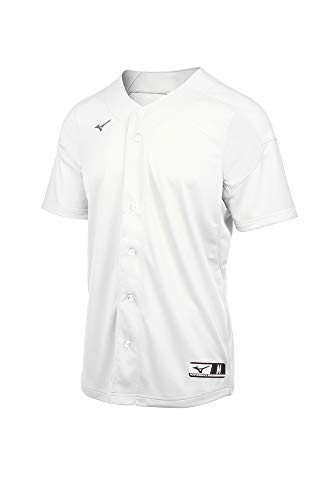 Mizuno Aerolite Full Button Baseball Jersey White Large