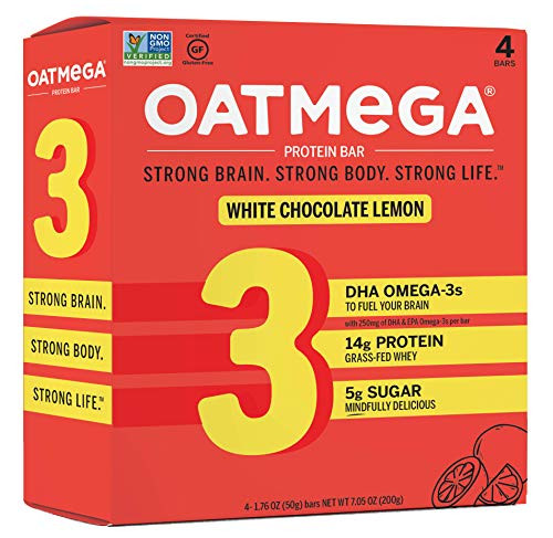 Oatmega Protein Bars Healthy Snacks with Whey Protein White Chocolate Lemon 18oz 4 Count Oatmega Protein Bars Healthy Snacks with Whey Protein White Chocolate Lemon 18oz 4 Count