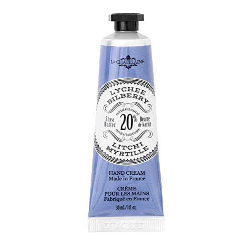 La Chatelaine 20 Shea Butter Hand Cream Travel Size 1 oz with Organic Argan Oil Moisturizing Nourishing Repairing NonGreasy Formula Made in France Paraben Free  Lychee Bilberry