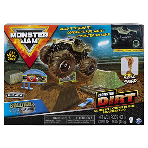 Monster Jam Soldier Fortune Monster Dirt Deluxe Set, Featuring 16 Ounces of Monster Dirt & Truck