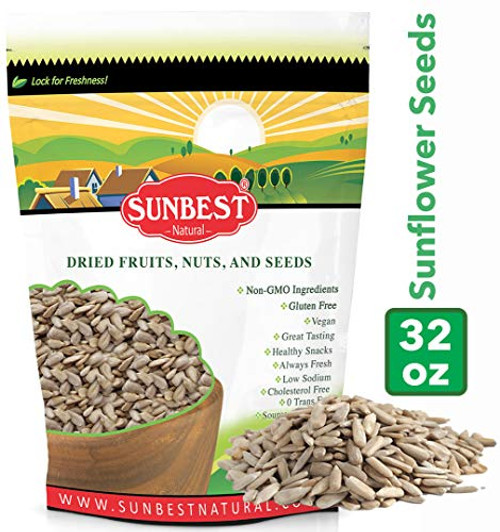 SUNBEST Raw Sunflower Seed Kernels Unsalted Unroasted in Resealable Bag 2 Lb