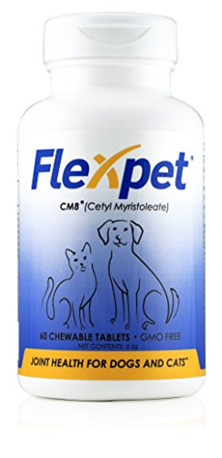 Flexpet with CM8 Chewable Tablets for Joint Pain Relief in Dogs Hip  Joint Pain Supplement Containing Cetyl Myristoleate CM8  Glucosamine Single Bottle  60 Chewable Tablets