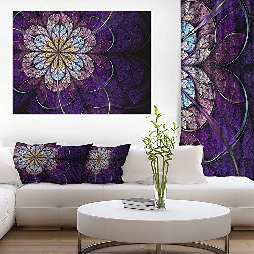Designart PT11972-20-12 Blue & Pink Large Fractal Flower Modern Floral Canvas Wall Art,Purple,20x12 Designart PT11972-20-12 Blue & Pink Large Fractal Flower Modern Floral Canvas Wall Art,Purple,20x12