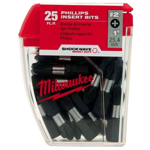 Milwaukee Electric Tool 48-32-4604 Shockwave Impact Duty insert Bit, NO 2, Phillips, 1" OAL, Proprietary Steel