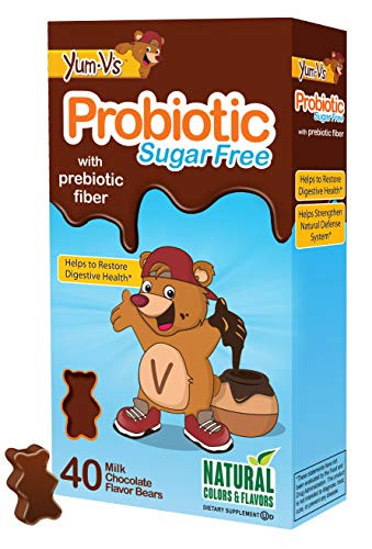 YUMVs Probiotic for Kids Milk Chocolate Flavor 40 Ct Childrens Daily Dietary Supplement Chewables with Prebiotic Fiber Sugar Free Kosher Halal Gluten Free