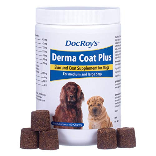 Revival Animal Health Doc Roys Derma Coat Plus Skin  Coat Supplement for MediumLarge Dogs  60 ct Chews