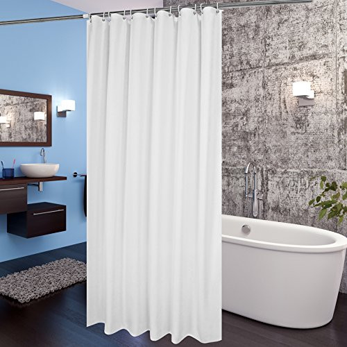 Aoohome Extra Long Shower Curtain Liner, Mildew Resistant Fabric Shower Curtain with Hooks for Hotel, Waterproof, 72 x 84 Inch, White Aoohome Extra Long Shower Curtain Liner, Mildew Resistant Fabric Shower Curtain with Hooks for Hotel, Waterproof, 72 x 84 Inch, White