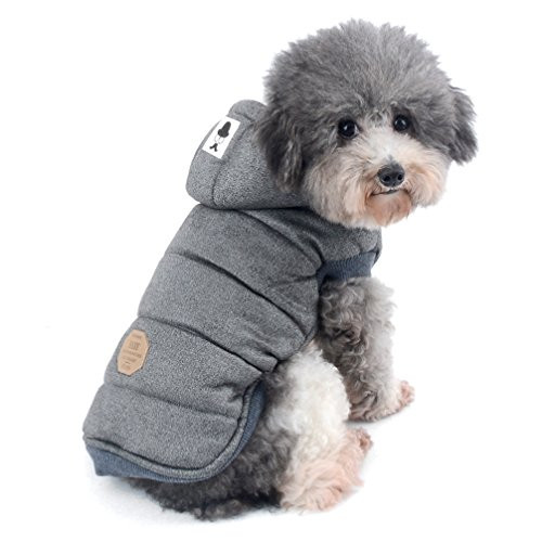 Ranphy Dog Winter Fleece Coat Cold Weather Jacket Hoodie for Small Medium Dogs Pet Cotton Padded Vest Coat Grey XXL
