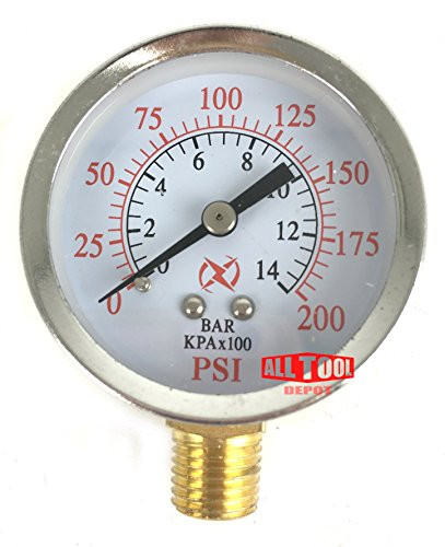 2 Air Pressure Gauge Side Mount 14 NPT 2 Dial  0 to 200 PSI