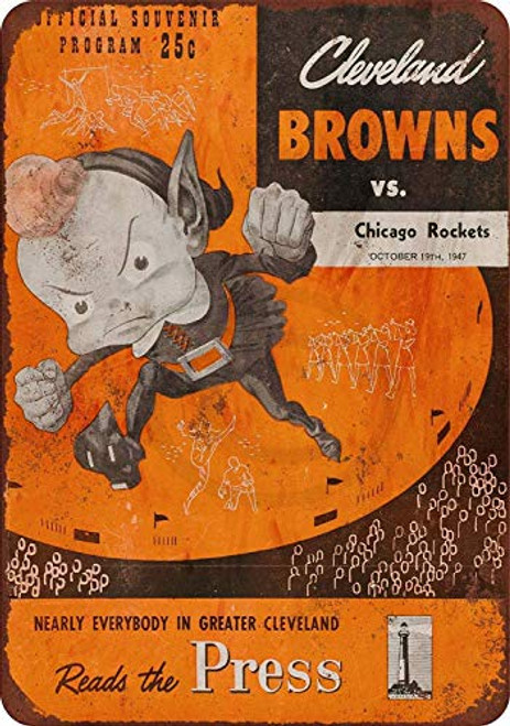MAIYUAN Wall Decor Sign 1947 Cleveland Browns vs Chicago Rockets Aluminum Metal Sign 8x12 Inches BBM4076 MAIYUAN Wall Decor Sign 1947 Cleveland Browns vs Chicago Rockets Aluminum Metal Sign 8x12 Inches BBM4076