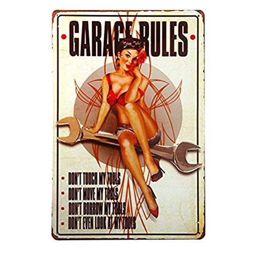 Garage Rules Pin Up Girl Sign Great Tool Sign for The Garage or Shop with just The Right Rules BLM030 Garage Rules Pin Up Girl Sign Great Tool Sign for The Garage or Shop with just The Right Rules BLM030