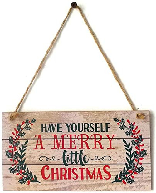 Have Yourself a Merry Little Christmas Wood Plank Hanging Sign Decorative Wooden Signs for Christmas Ornaments Home Decoration 10x5 InchesYZ995