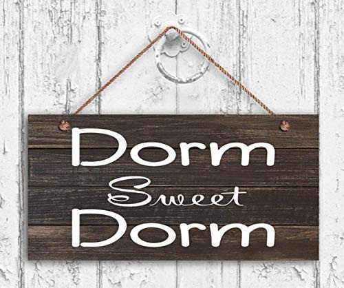 LPLED Dorm Sweet Dorm Sign College Dorm Wall Decor College Sign Dark Wood Style with White Text 10x5 SignZY1032