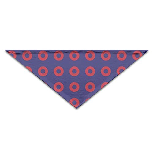 QEKOZU Phish Red Donut Circles On Blue Dog Bandana Washable Triangle Bibs Kerchief Scarf Accessories for Small Medium Dogs Puppy Cats Pets Daily Use