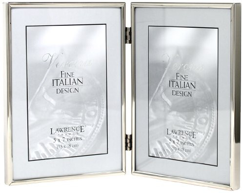Lawrence Frames Hinged Double Simply Metal Picture Frame, 5 by 7-Inch, Silver