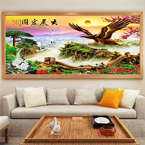 RAILONCH 5D Diamond Painting Kits Eagle DIY Full Drill Rhinestone Mosaic for Home Wall Decor 120x50cm