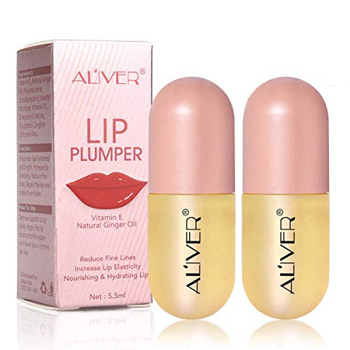 Lip Plumper Gloss  2PC Natural Lip Plumper OilLip Enhancer Lip Plumping Balm Moisturizing Clear Lip Gloss for Fuller Lips  Beauty Lips 55 mL