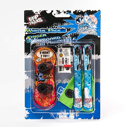 Grip and Tricks  Finger Snowboard and Freestyle Finger Skis with Toy Snowboard Tool and Mini Fingerboards Accessories  Winter Pack YouCan Finger Toy for 6 Years Old Kid