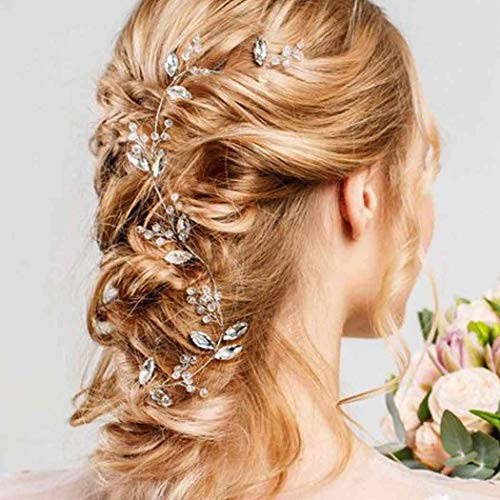 Gorais Bride Wedding Hair Vine Silver Rhinestone Bridal Headpieces Crystal Hair Accessories for Women and Girls