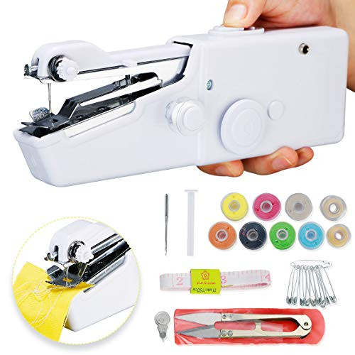 Handheld Sewing Machine Hand Sewing Machine Mini Handy Cordless Portable Sewing Machine Quick Repairing Stitch Tool for Beginners Kids Fabric DIY Clothes Home Travel