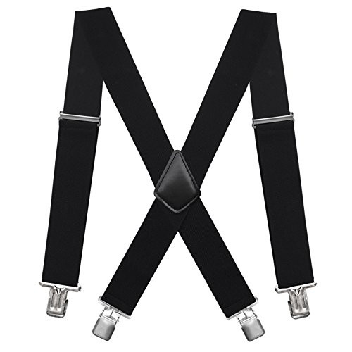 Fasker Mens Suspenders XBack 2 Wide Adjustable Solid Straight Clip Suspenders