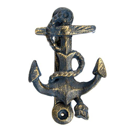 Cast Iron Blue Sailors Anchor Door Knocker with Gold Finish c1 Cast Iron Blue Sailors Anchor Door Knocker with Gold Finish c1