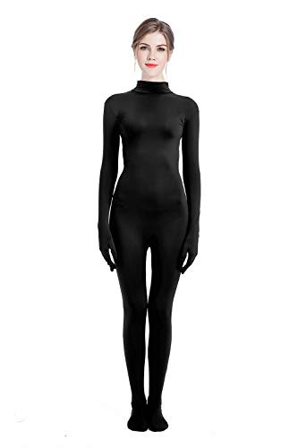 Zentai bodysuit Costume Unitard Without Hood One Piece Spandex Women Body Suit Large Black