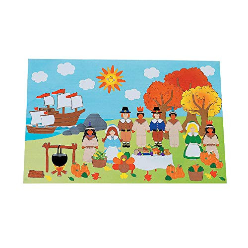 Fun Express - Giant Thanksgiving Sticker Scene for Thanksgiving - Stationery - Stickers - Make - A - Scene (Lrg) - Thanksgiving - 12 Pieces