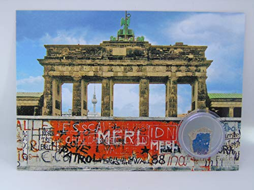 POSTCARD WITH SMALL AUTHENTIC PIECE OF THE BERLIN WALLBrandenburg Gate and the Wall Germany POSTCARD WITH SMALL AUTHENTIC PIECE OF THE BERLIN WALLBrandenburg Gate and the Wall Germany