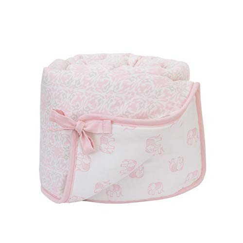 NoJo Serendipity Medallion Print 100% Cotton Crib Rail Guard, Pink/Grey/Ivory