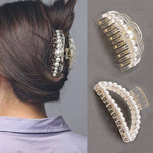 Briskaari Hair Claw Clamps Transparent Hair Claw Clips Geometric Hair Claw Medium Non Slip Clips Hair Accessories for Women and Girls Pack of 2