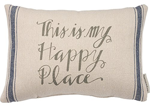Primitives by Kathy Vintage Flour Sack Style Happy Place Throw Pillow, 15 x 10-Inch Primitives by Kathy Vintage Flour Sack Style Happy Place Throw Pillow, 15 x 10-Inch