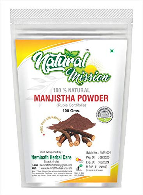 Natural Mission Organically Grown Manjistha Powder  Rubia Cordifolia 100g For Hair  Skin Care