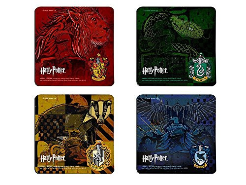 Harry Potter Hogwarts Houses Hardboard Coaster Set - Slytherin Gryffindor Ravenclaw and Hufflepuff Harry Potter Hogwarts Houses Hardboard Coaster Set - Slytherin Gryffindor Ravenclaw and Hufflepuff