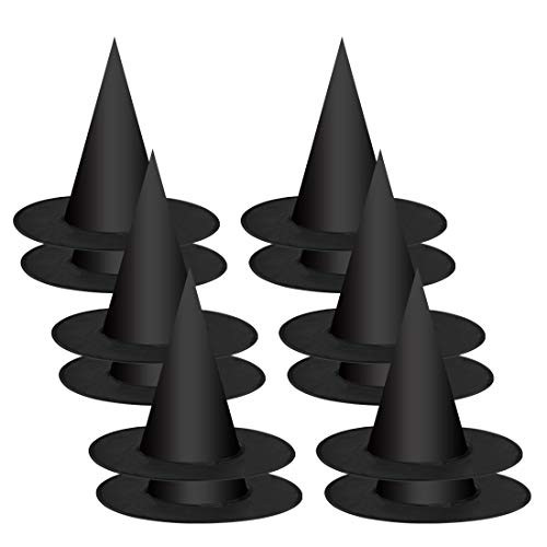 WONGYEE 12 Pcs Adult Women Black Witch Hat Halloween Costume Cosplay Wicked Witch Accessory for Party  Carnivals