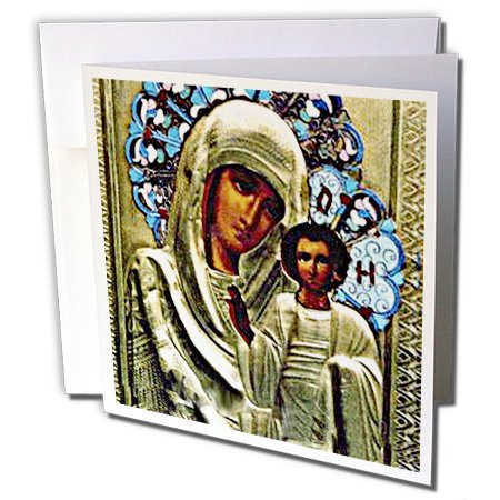 3dRose Russian Icon of the Blessed Mary - Greeting Cards, 6 x 6 inches, set of 6 (gc_525_1)