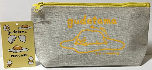 Sanrio Gudetama Pencil Case Bag Pouch Canvas Stationary Makeup Cosmetic Bag Yellow