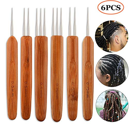 Dreadlock Crochet Hook  6PCS Dreadlocks Tool Includes 1 Hook 2 Hooks 3 Hooks Soft Touch Steel 05mm 075mm Hair Weaving Needle Crochet for Braid Craft
