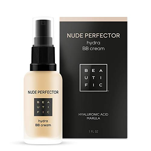 BEAUTIFIC Natural BB Cream Light Beige  Tinted Moisturizer for Face with Hyaluronic Acid  Skin Perfector Vegan Make up  Best Matte Finish BB Cream for Women and Men  1 floz
