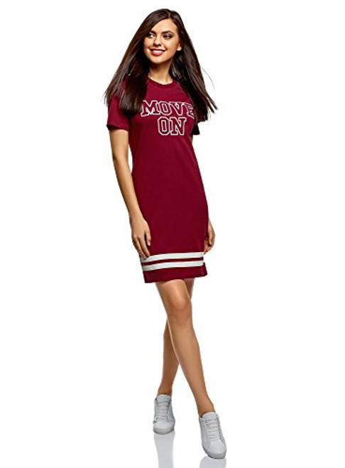 oodji Ultra Womens Printed Jersey Dress Red 10