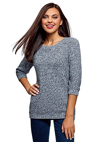 oodji Ultra Womens RelaxedFit Melange Pullover Blue US 12  EU 46  XXL
