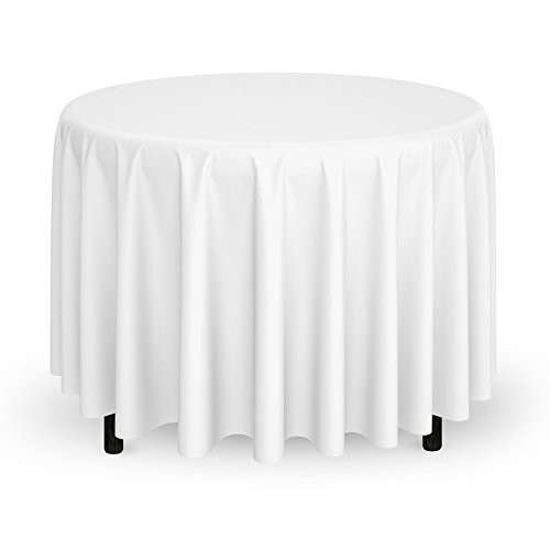 Mill & Thread - 132" Round Premium Tablecloth for Wedding/Banquet/Restaurant - Polyester Fabric Table Cloth - White