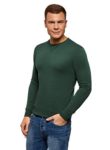 oodji Ultra Mens Basic Crew Neck Sweatshirt Green US 46  EU 56  XL