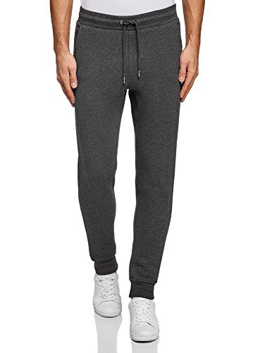 oodji Ultra Mens Drawstring Jersey Trousers Grey US 32  M